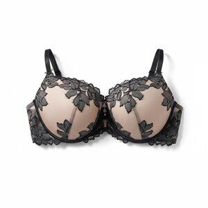La Senza Beyond Sexy Black Floral Lace & Nude Padded Underwire Push Up Bra 36DDD